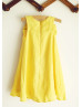 Yellow Cotton Knee Length Classic Flower Girl Dress